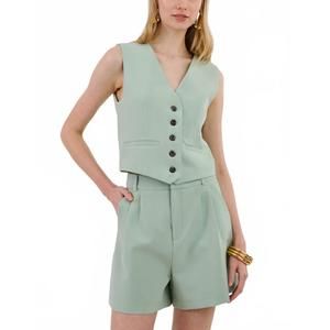 NEW UNIQUE CHIC tailored twill shorts in mint